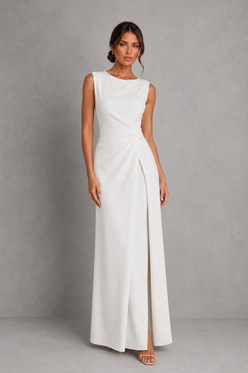 Women’s Sleeveless Maxi Dress with Draped Waist
