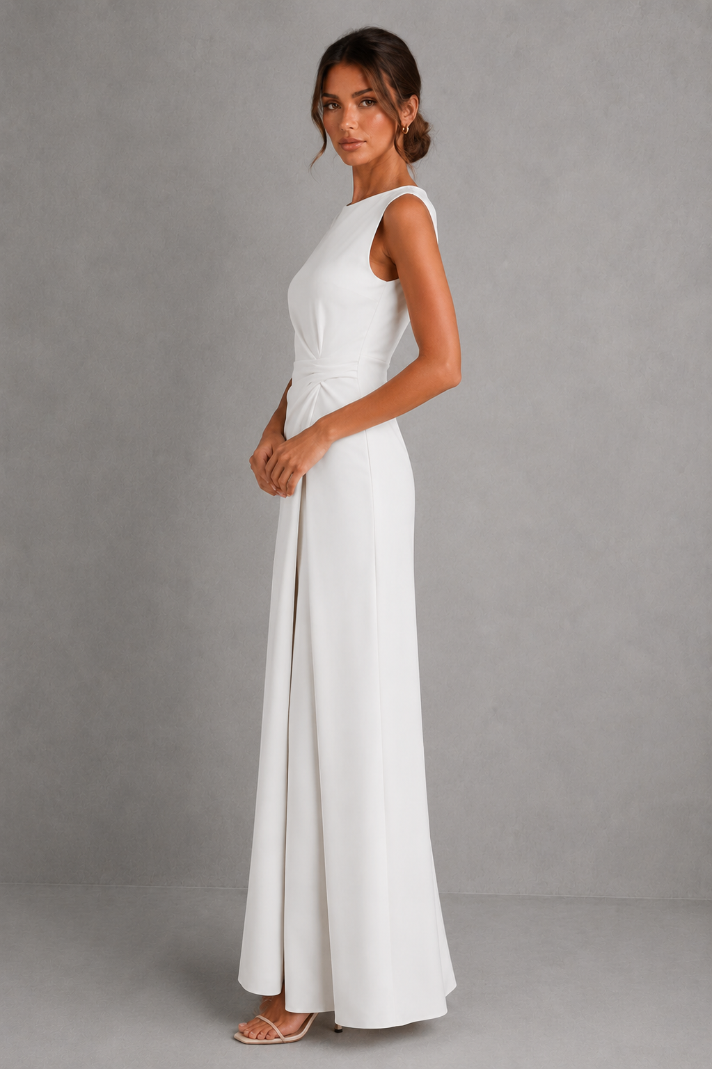 Women’s Sleeveless Maxi Dress with Draped Waist