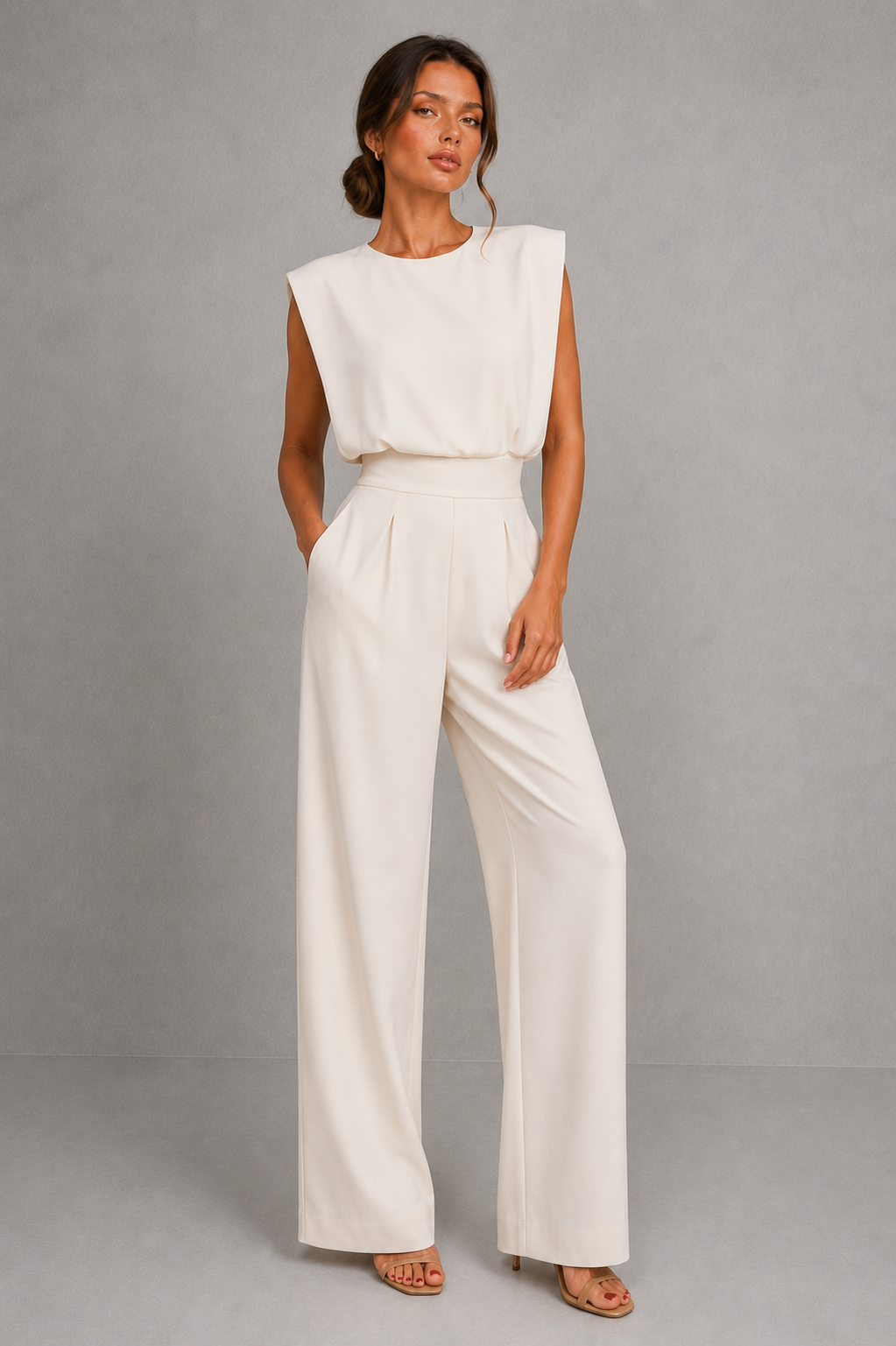 Women's Sleeveless Wide Leg Jumpsuit - Elegant Occasion & Wedding Guest Jumpsuit