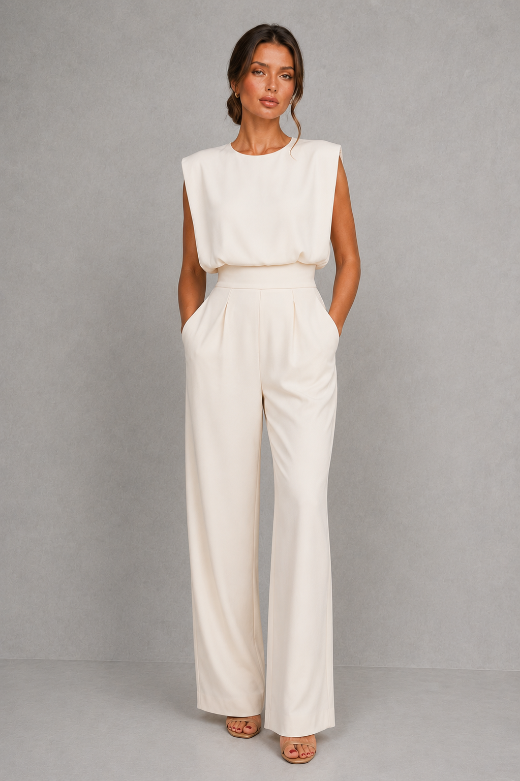 Women's Sleeveless Wide Leg Jumpsuit - Elegant Occasion & Wedding Guest Jumpsuit