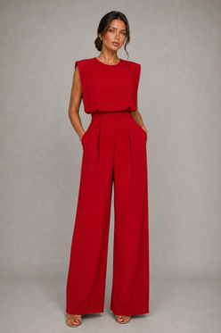 Women's Sleeveless Wide Leg Jumpsuit - Elegant Occasion & Wedding Guest Jumpsuit