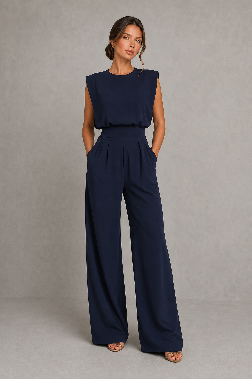 Women's Sleeveless Wide Leg Jumpsuit - Elegant Occasion & Wedding Guest Jumpsuit