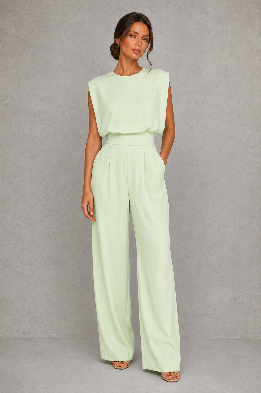 Women's Sleeveless Wide Leg Jumpsuit - Elegant Occasion & Wedding Guest Jumpsuit