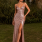 Women’s Sparkle Maxi Dress with Open Back & Thigh Split for Formal & Evening Wear