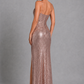 Women’s Sparkle Maxi Dress with Open Back & Thigh Split for Formal & Evening Wear