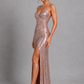 Women’s Sparkle Maxi Dress with Open Back & Thigh Split for Formal & Evening Wear