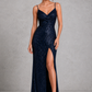 Women’s Sparkle Maxi Dress with Open Back & Thigh Split for Formal & Evening Wear