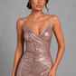 Women’s Sparkle Maxi Dress with Open Back & Thigh Split for Formal & Evening Wear