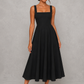 Women's Square Neck A-Line Midi Dress - Wedding Guest Fit & Flare Dress