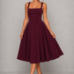 Women's Square Neck Fit & Flare Wedding Guest Midi Dress