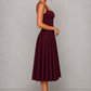 Women's Square Neck Fit & Flare Wedding Guest Midi Dress