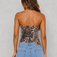 Women’s Strapless Sequin Bustier Top with Animal Print