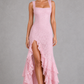 Women's Lace High Split Maxi Dress – Pink