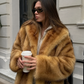 Women’s Short Coat with Fluffy Texture for Winter & Evening Wear