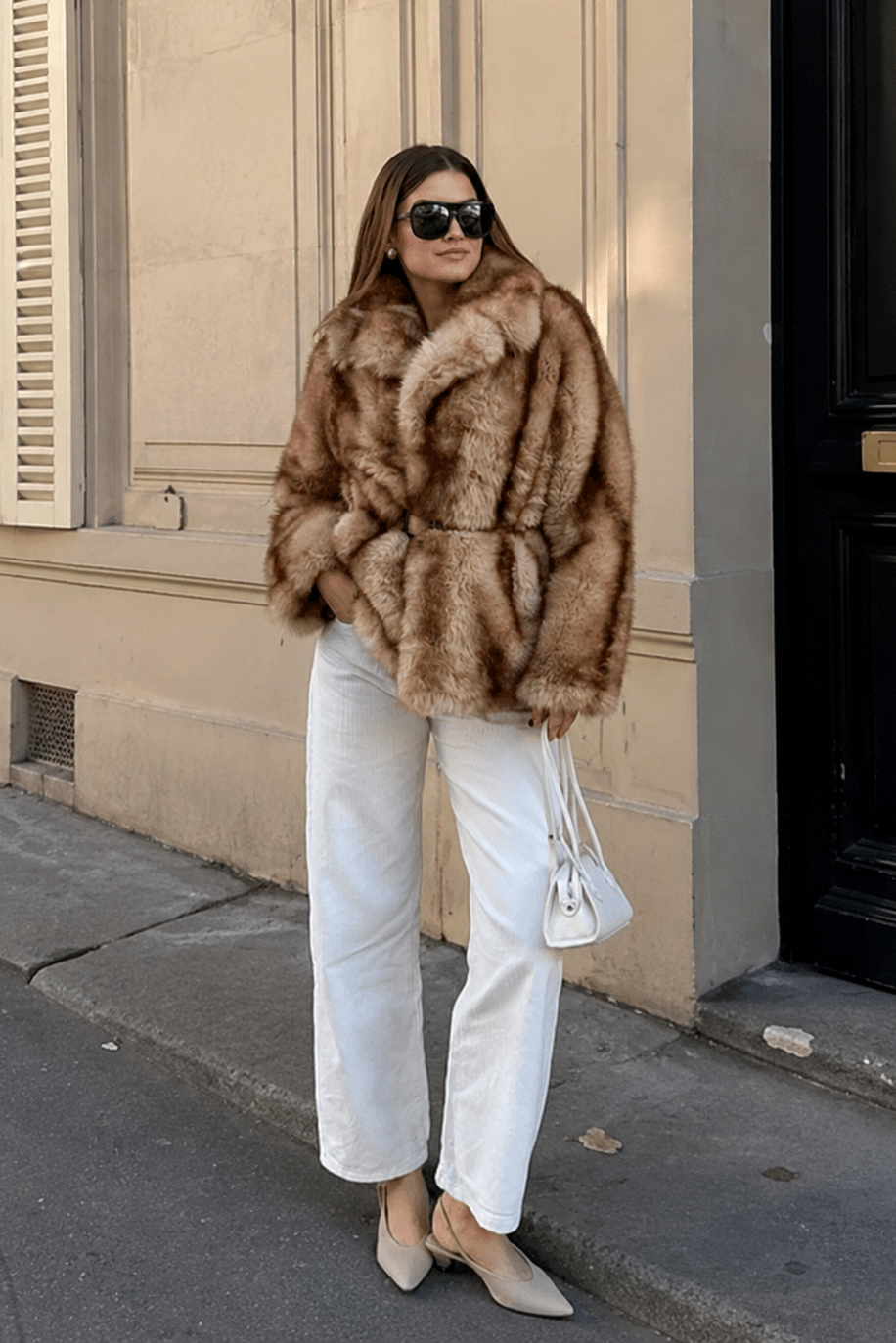 Women’s Short Coat with Fluffy Texture for Winter & Evening Wear