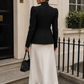 Women’s Structured Blazer with Stand Collar & Puff Sleeves for Office & Formal Wear