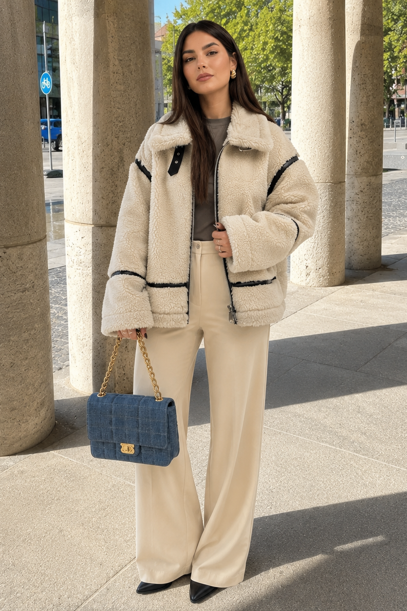 Women’s Teddy Lammy Coat with Plush Lining for Winter & Casual Wear