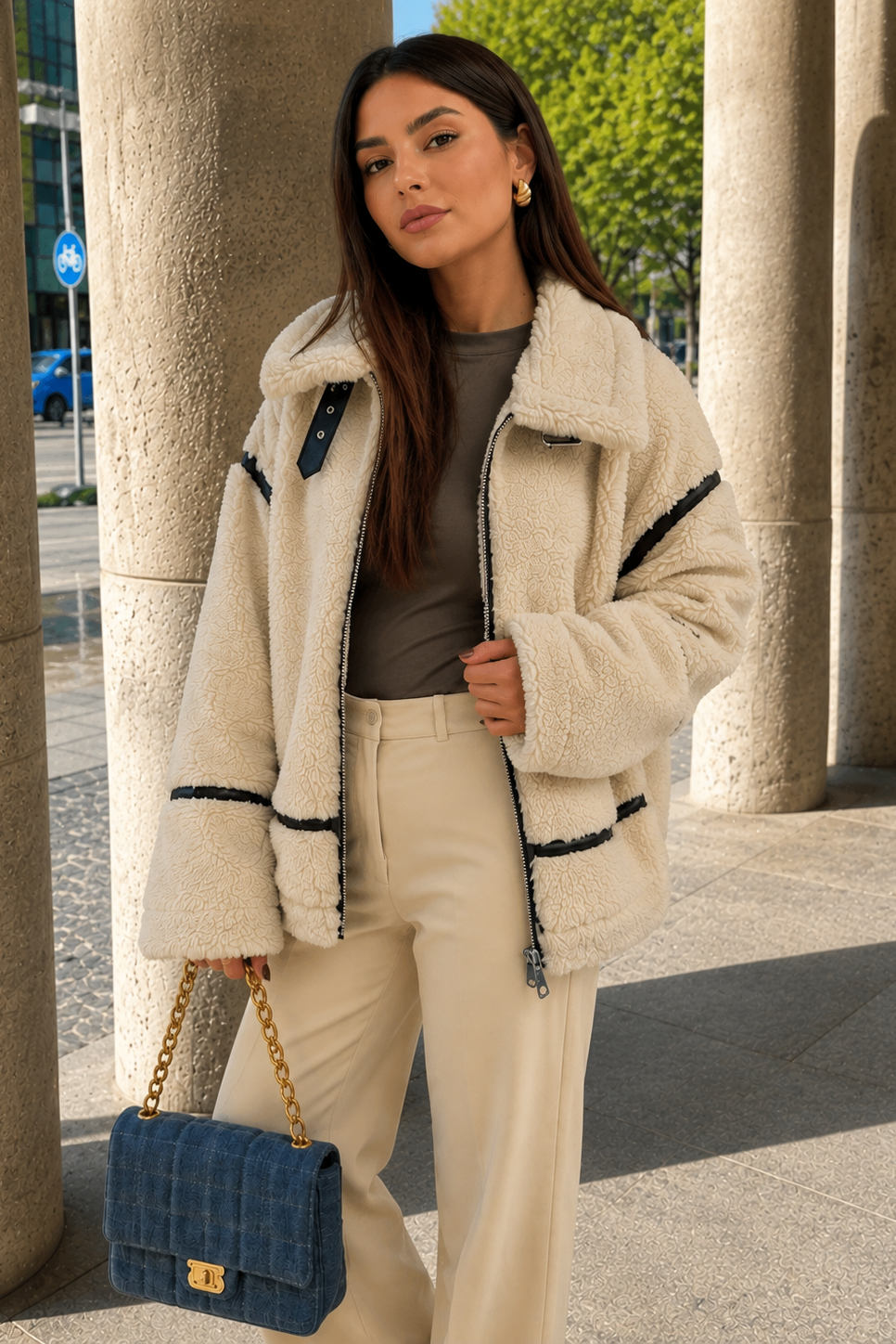 Women’s Teddy Lammy Coat with Plush Lining for Winter & Casual Wear
