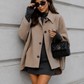 Women’s Vintage Casual Coat with Relaxed Fit & Front Pockets