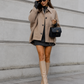 Women’s Vintage Casual Coat with Relaxed Fit & Front Pockets